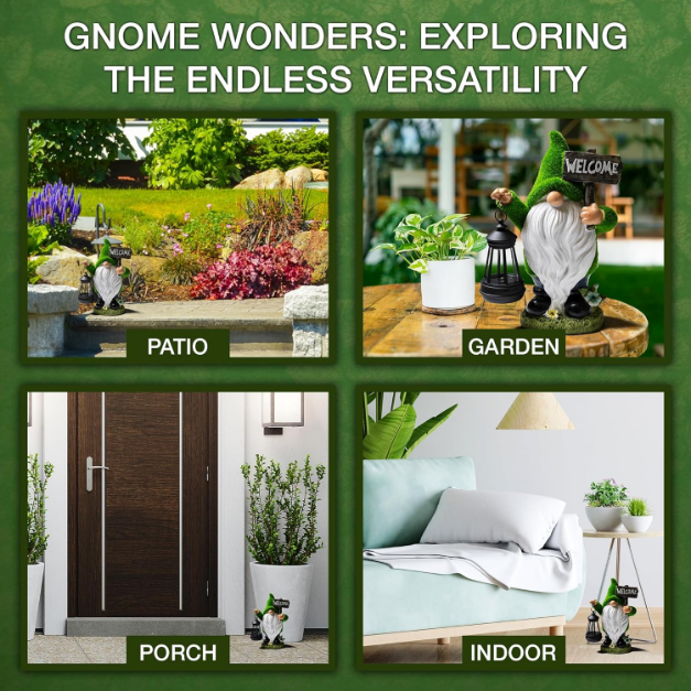 Solar Garden Gnomes Statue  With Lantern